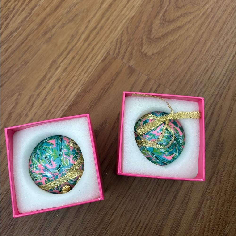 Lilly Pulitzer Pink and Green Ornament Set - Picture 2 of 9